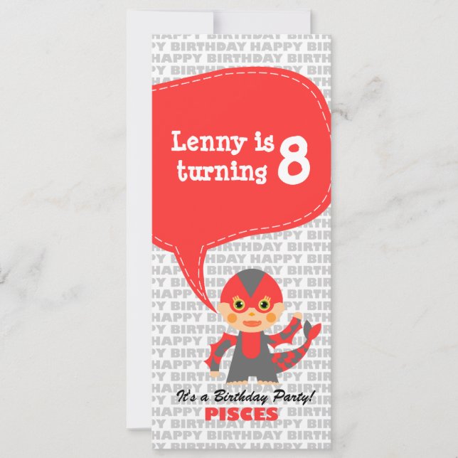 Fiesta de cumpleaños de invitación de Pisces (Anverso)