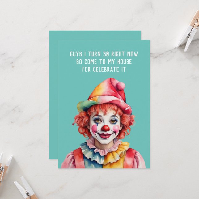 fiesta de cumpleaños de invitación divertida a las (Anverso/Reverso In Situ)