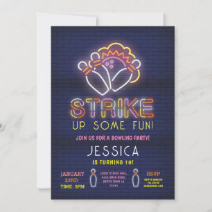 Fiesta de cumpleaños de la invitación al boliche N