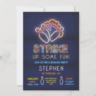 Fiesta de cumpleaños de la invitación al boliche N