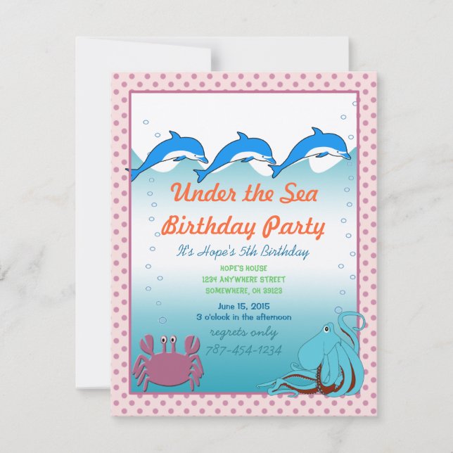 Fiesta de cumpleaños de la invitación al mar (Anverso)