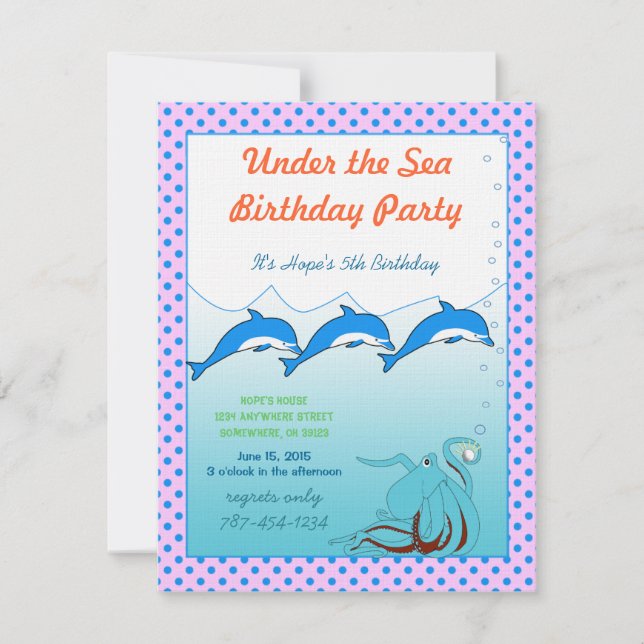 Fiesta de cumpleaños de la invitación al mar (Anverso)