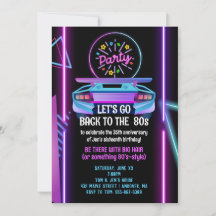 Fiesta de cumpleaños de los 80 Invitación editable