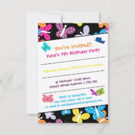 Fiesta de cumpleaños de mariposa - 3x5 invitación