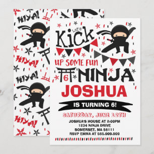 Fiesta de cumpleaños de Ninja Invitación a Karate