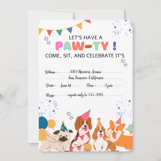 Fiesta de cumpleaños de perro pimienta invitacione (Anverso)