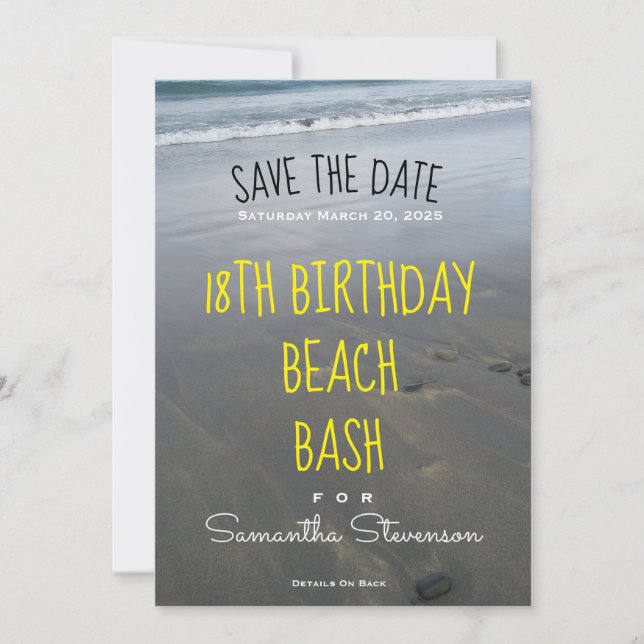 Fiesta de cumpleaños de playa Invitación a Bash de (Anverso)