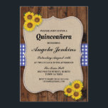 Fiesta de cumpleaños de Quinceañera Invitación a b<br><div class="desc">5 x 7 pulgadas - Cambie el texto para que se adapte a su fiesta. Esta encantadora invitación rústica con girasoles es perfecta para cualquier edad. Se incluye la impresión posterior.</div>