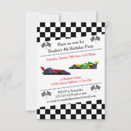 Fiesta de cumpleaños de Race Car - Invitación 3x5