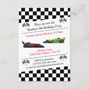 Fiesta de cumpleaños de Race Car - Invitación 3x5