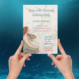 Fiesta de cumpleaños de sirena con invitación al m