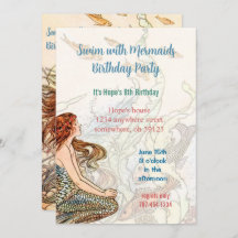 Fiesta de cumpleaños de sirena con invitación al m