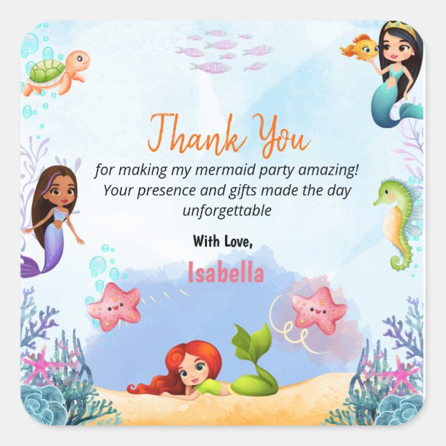 Fiesta de cumpleaños de sirena mágica 5 Pegatina C (Anverso)