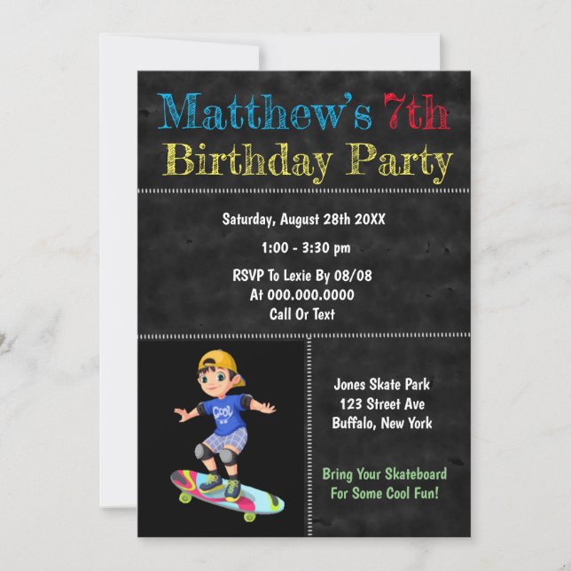 Fiesta de cumpleaños de Skateboard Park (Anverso)