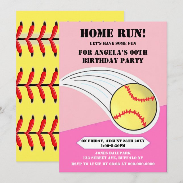 Fiesta de cumpleaños de Softball de gestión reside (Anverso / Reverso)