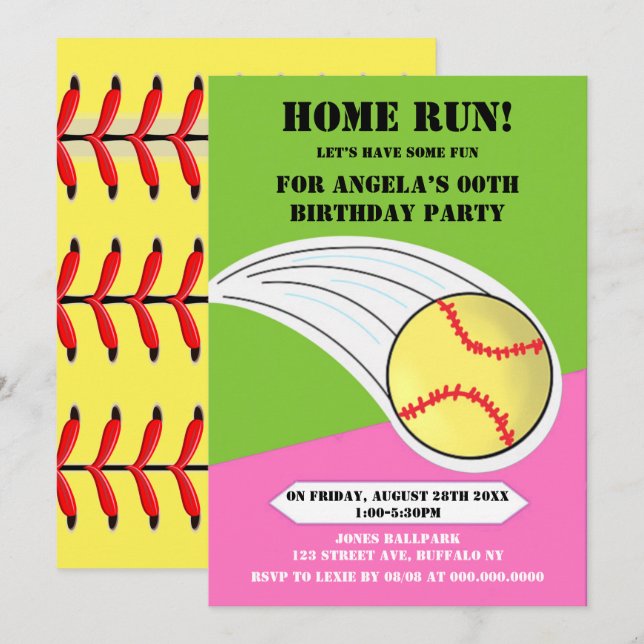 Fiesta de cumpleaños de Softball de gestión reside (Anverso / Reverso)