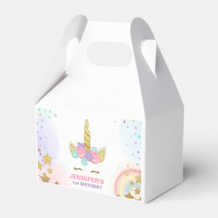 Fiesta de cumpleaños de Unicornio caja de oro rosa