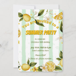 Fiesta de cumpleaños de verano de invitación