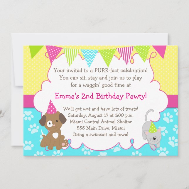 Fiesta de cumpleaños del Chica de invitaciones de  (Anverso)