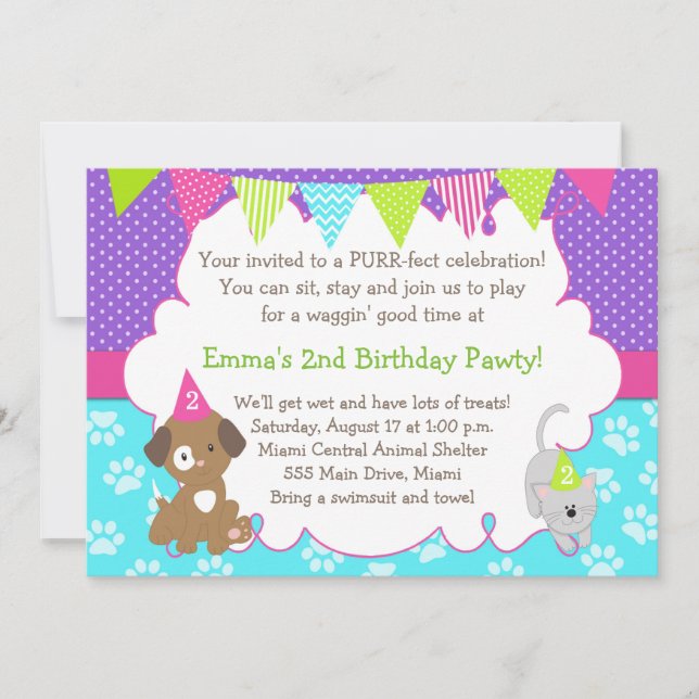 Fiesta de cumpleaños del chica de la invitación (Anverso)