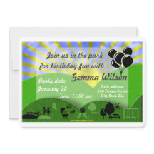 Fiesta de cumpleaños en la invitación del parque