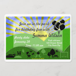 Fiesta de cumpleaños en la invitación del parque