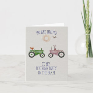 Fiesta de cumpleaños en una invitación a una granj