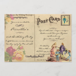 Fiesta de cumpleaños, estilo de postal antiguo, gu