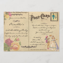 Fiesta de cumpleaños, estilo de postal antiguo, gu
