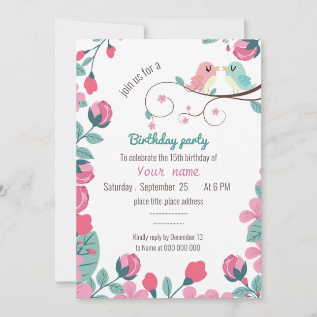 fiesta de cumpleaños floral de primavera de los pá (Anverso)