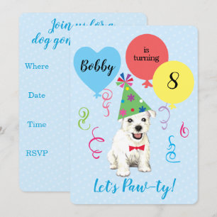 Fiesta de cumpleaños Globos Invitación Westie