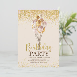 Fiesta de cumpleaños Gold e invitación personaliza