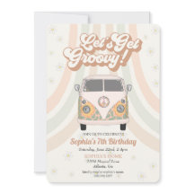 Fiesta de cumpleaños Groovy, invitación temática r