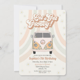 Fiesta de cumpleaños Groovy, invitación temática r