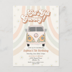 Fiesta de cumpleaños Groovy, invitación temática r
