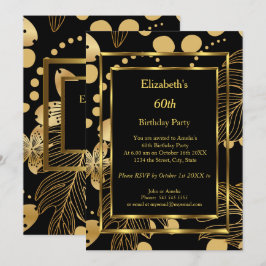 Fiesta de cumpleaños Invitación a la flor negra de