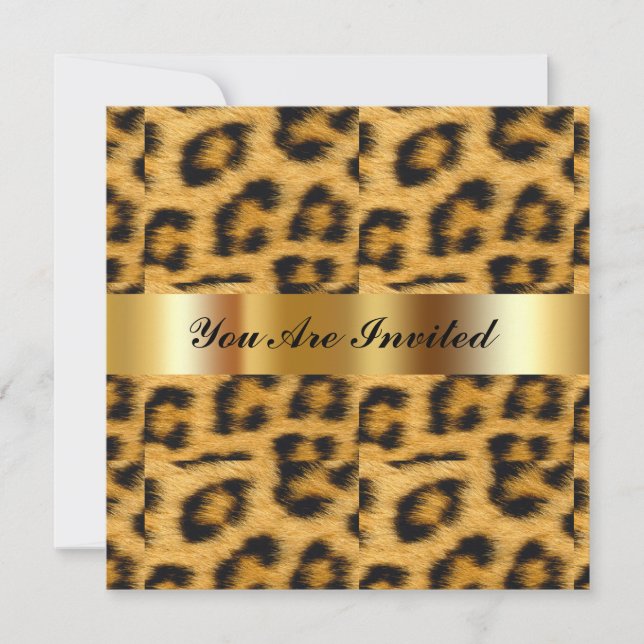 Fiesta de cumpleaños Invitación Leopard Gold Black (Anverso)