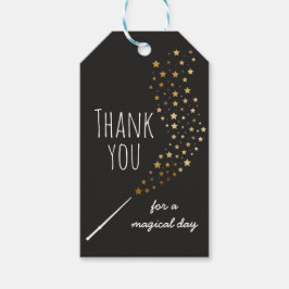 Fiesta de cumpleaños mágica etiqueta de agradecimi