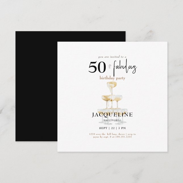 Fiesta de cumpleaños moderna de 50 años y fabulosa (Anverso / Reverso)