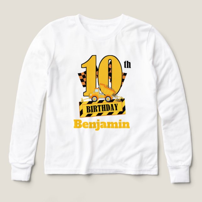 Fiesta de cumpleaños número 10 con tema de constru (Diseño frontal)