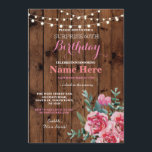 Fiesta de cumpleaños número 60 Invitación rosa flo<br><div class="desc">Diseño Floral De Madera Rústica. Perfecto para cualquier cumpleaños de edad. Simplemente cambie el texto para que se ajuste a su fiesta. Se incluye la impresión posterior.</div>