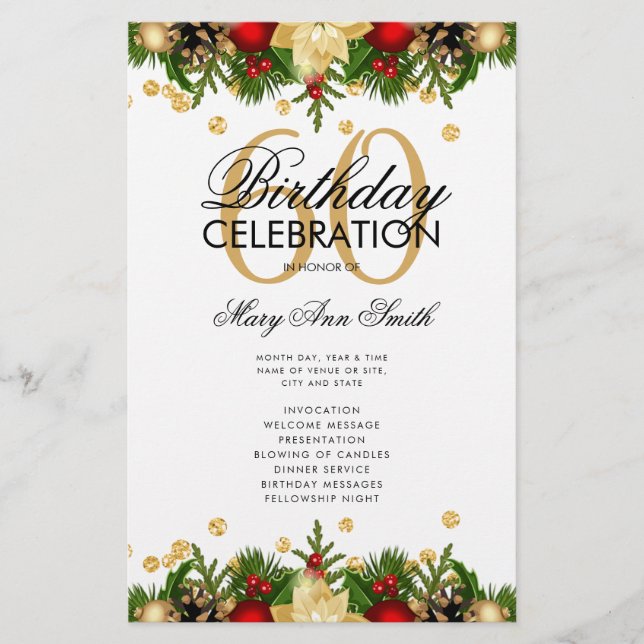 Fiesta de cumpleaños número 60 Oro con menú (Frente)