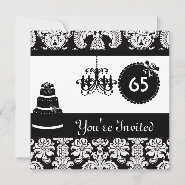 Fiesta de cumpleaños número 65 invitaciones a dama (Anverso)
