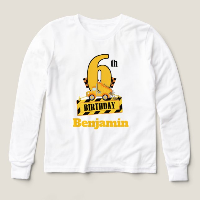 Fiesta de cumpleaños número 6 con tema de construc (Diseño frontal)