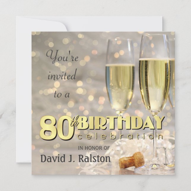 Fiesta de cumpleaños número 80 - Invitaciones pers (Anverso)