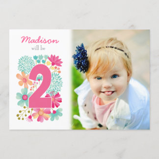 Fiesta de cumpleaños número de chicas Invitación d