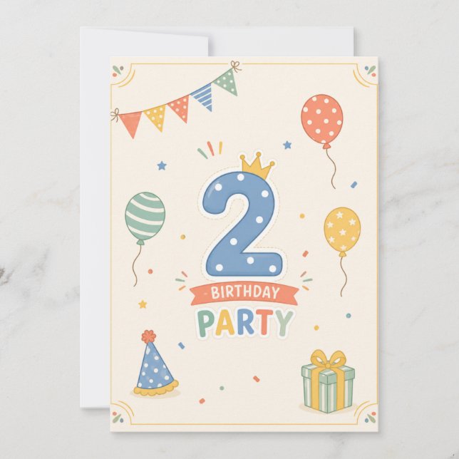 Fiesta de cumpleaños número dos personalizada y di (Anverso)