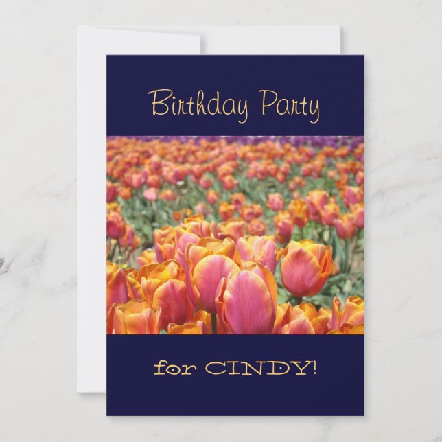 ¡Fiesta de Cumpleaños! para Invitaciones de Tulipa (Anverso)