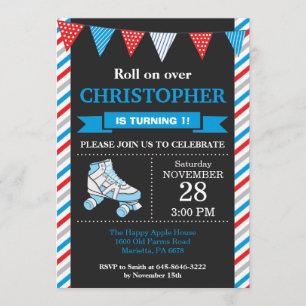 Fiesta de cumpleaños para la invitación al patinaj