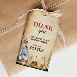 Fiesta de cumpleaños pirata etiqueta de agradecimi